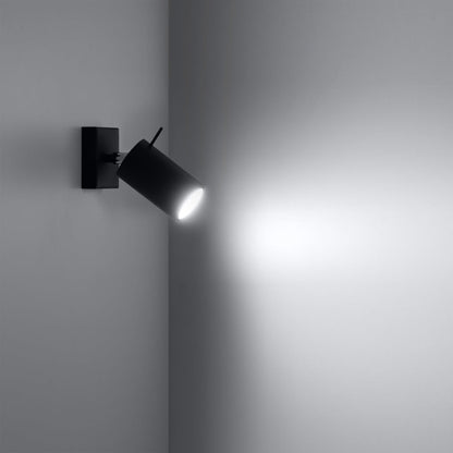 Wandlamp RING zwart een schakelaar