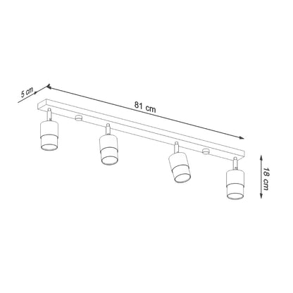 Plafondlamp NERO 4 zwart/chroom