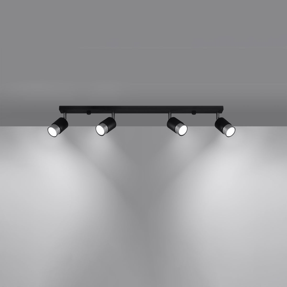 Plafondlamp NERO 4 zwart/chroom