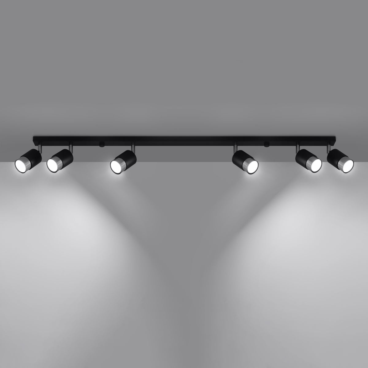 Plafondlamp NERO 6 zwart/chroom
