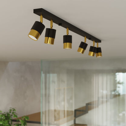 Plafondlamp NERO 6 zwart/goud