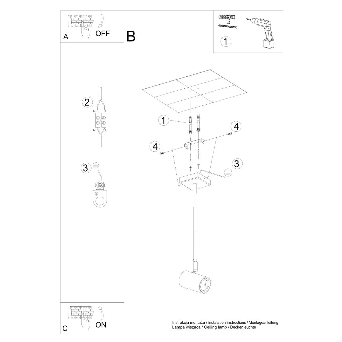 Plafondlamp NORANO zwart