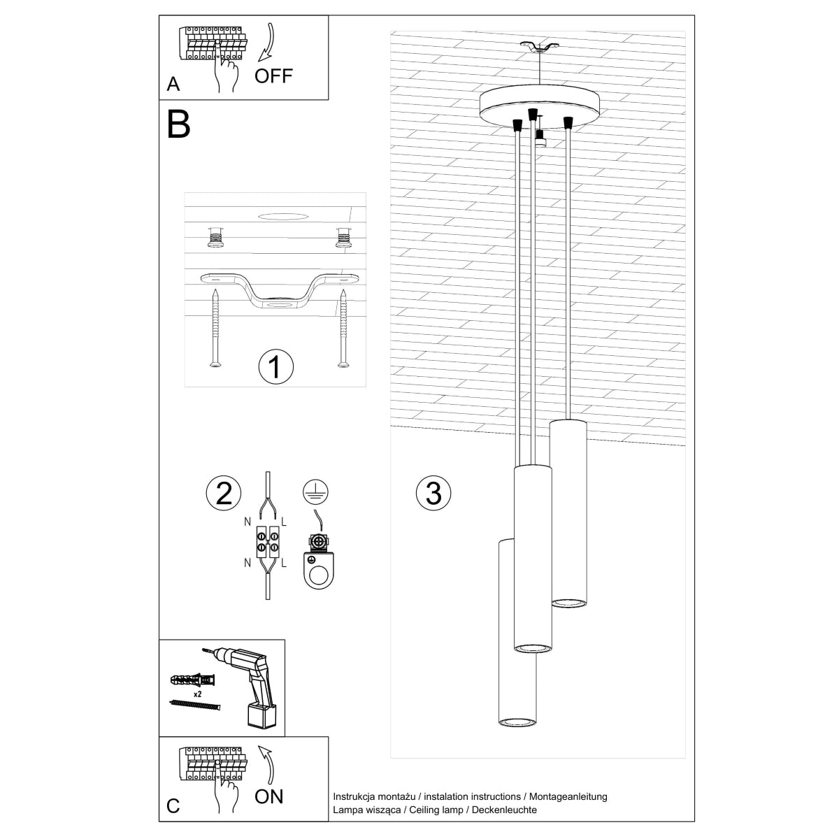 Hanglamp LAGOS 3P zwart