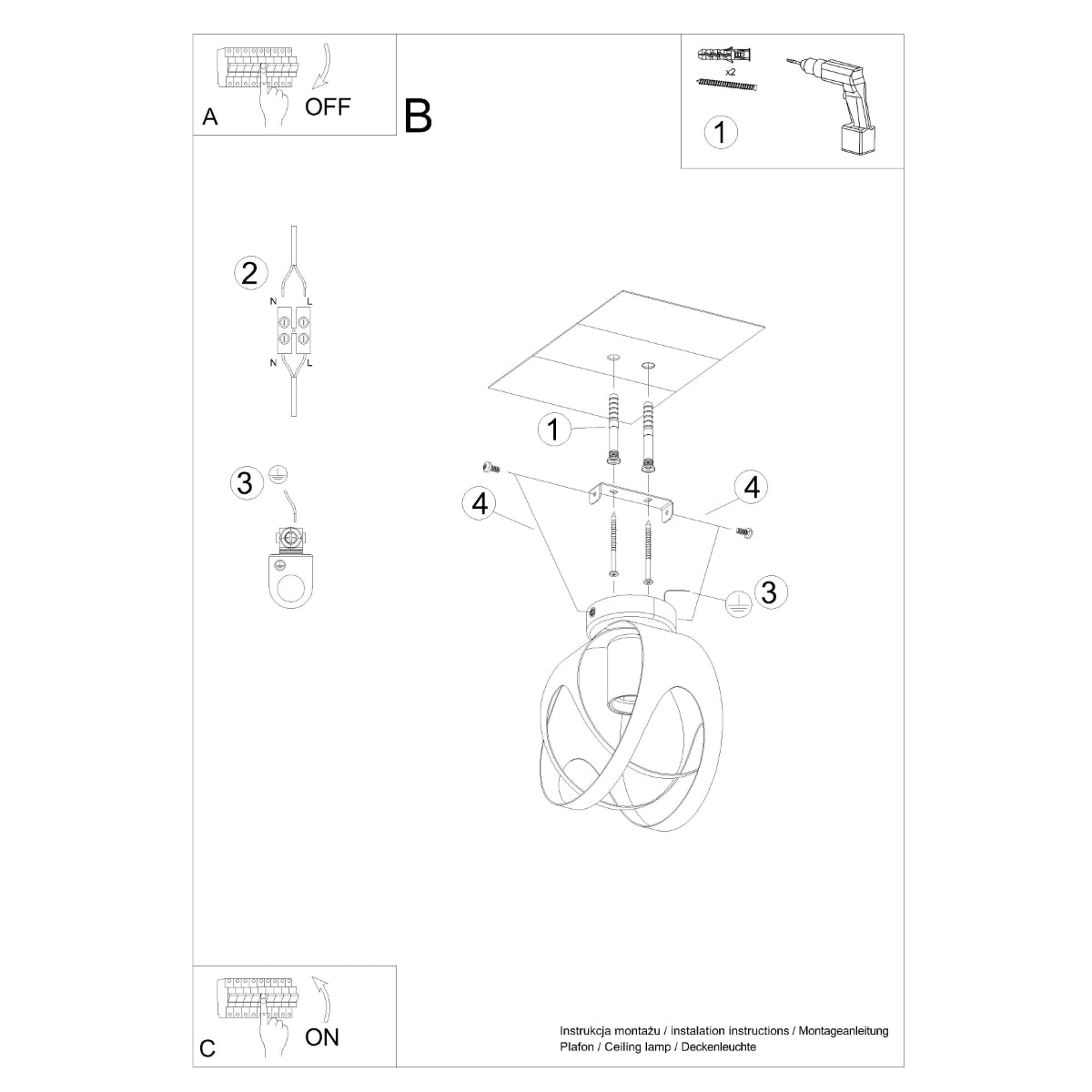 Plafondlamp TULOS zwart