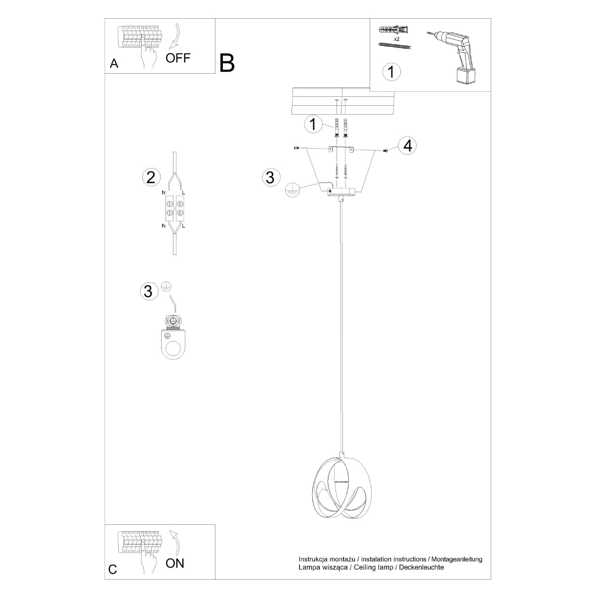 Hanglamp TULOS 1 zwart
