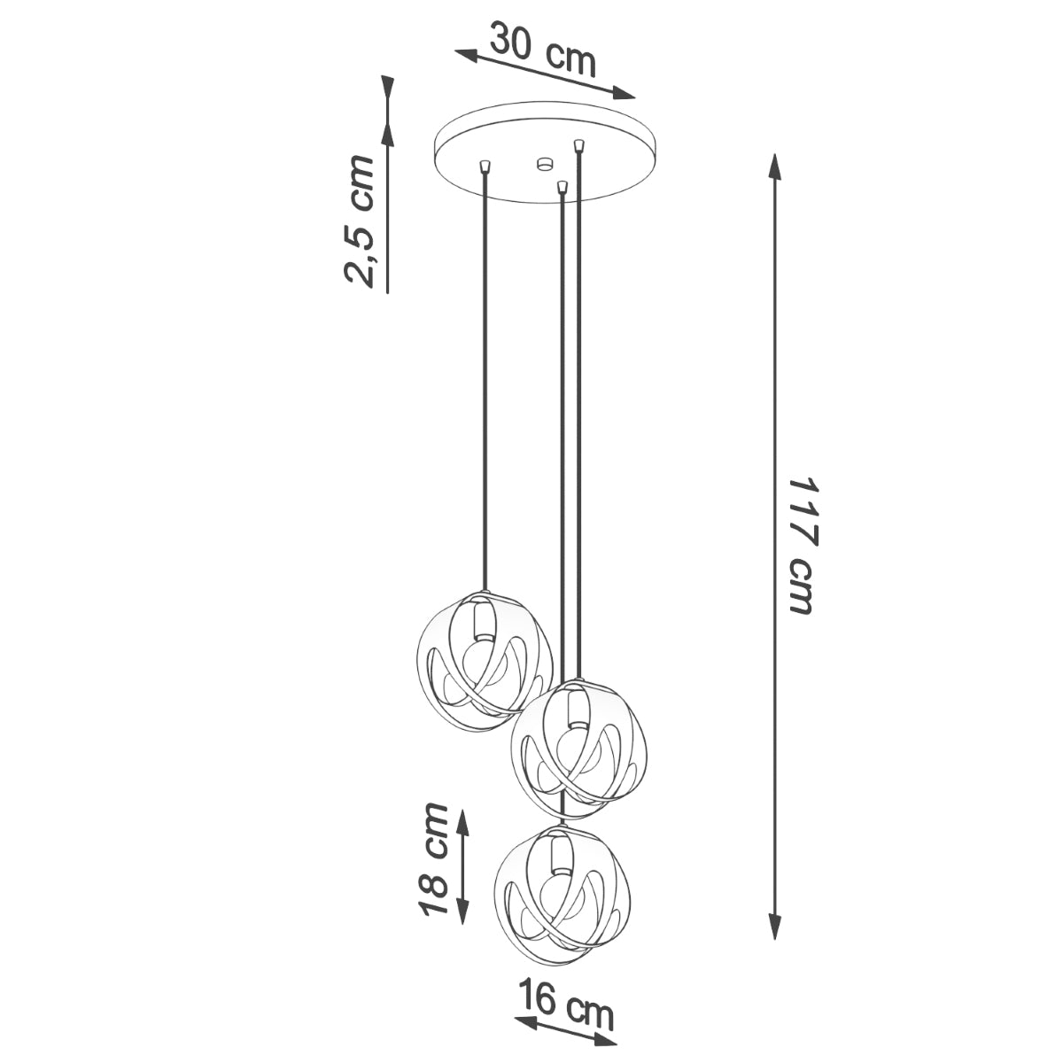 Hanglamp TULOS 3P zwart