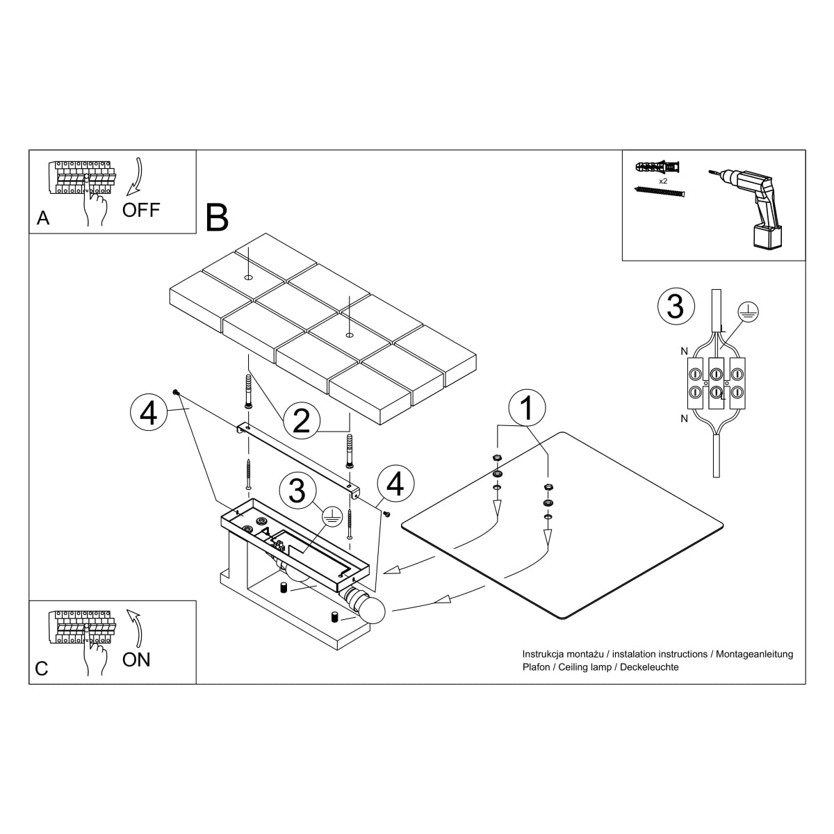 Plafondlamp LAPPO wit