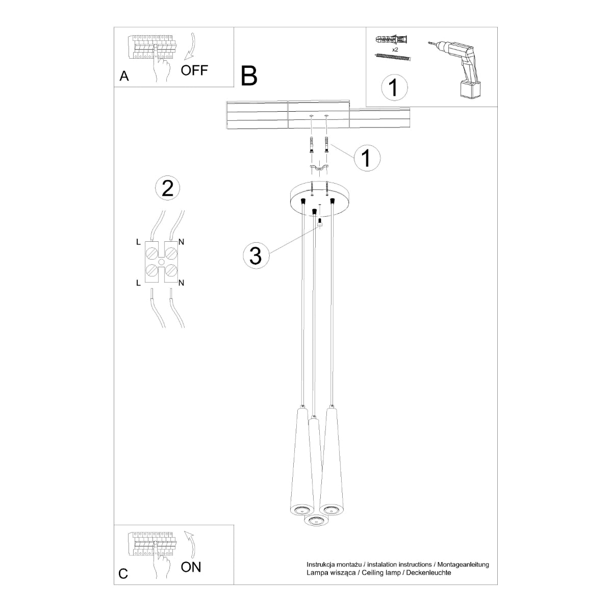 Hanglamp SULA 3P naturel hout