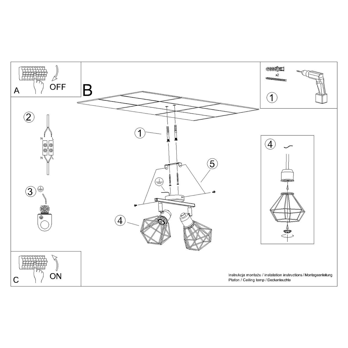 Plafondlamp ARTEMIS 2 wit