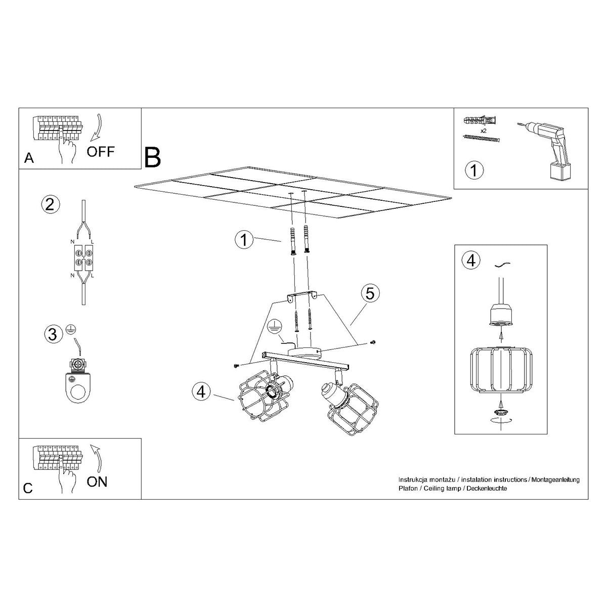 Plafondlamp BELUCI 2 wit