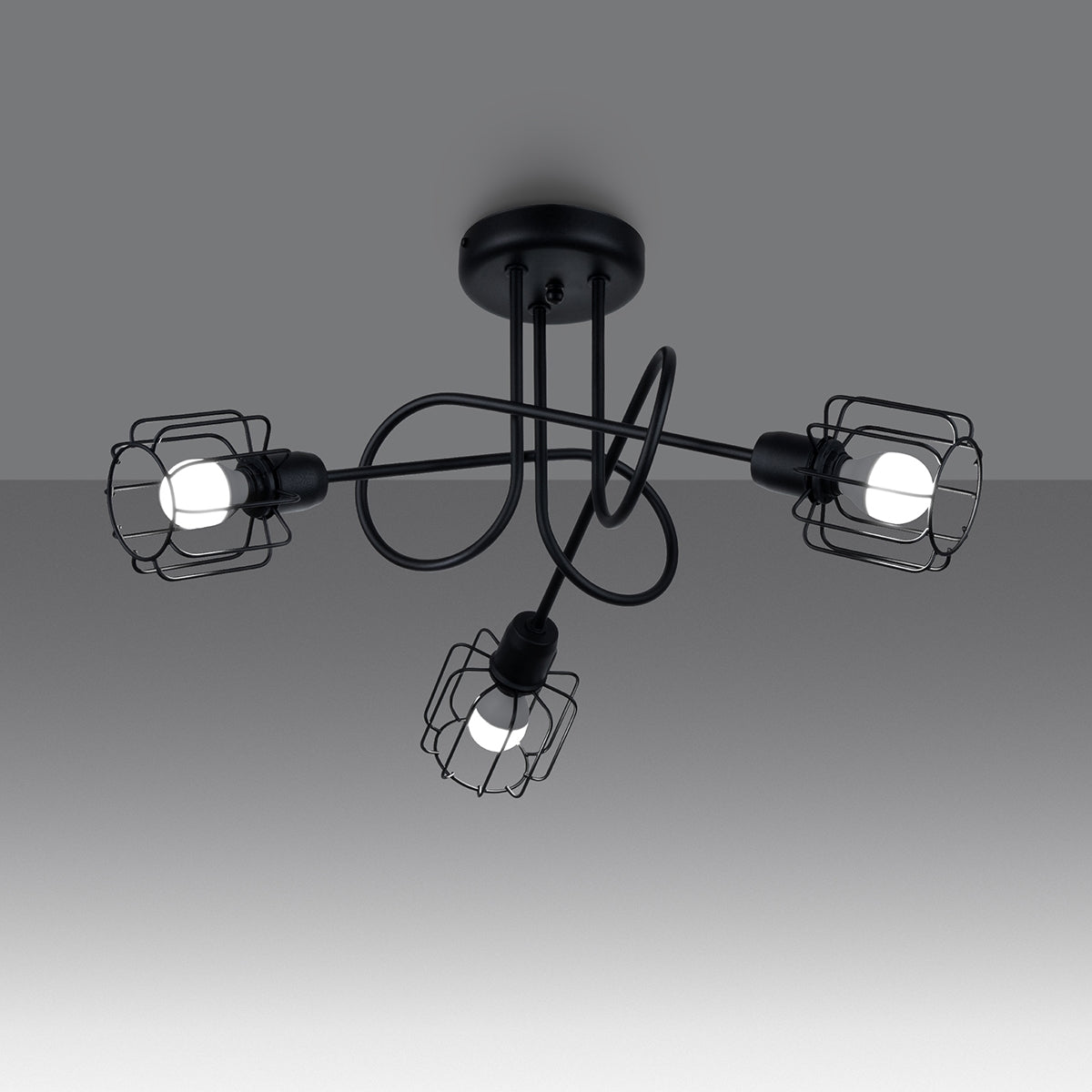 Industriële zwarte Kroonluchter BELUCI 3S