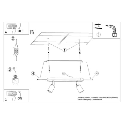 Plafondlamp FORNES 2 zwart