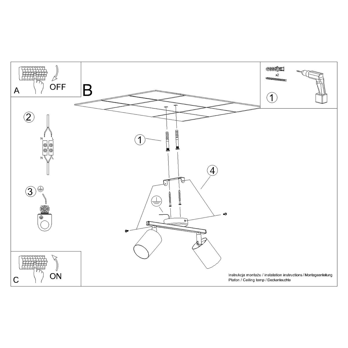 Plafondlamp LEMMI 2 zwart