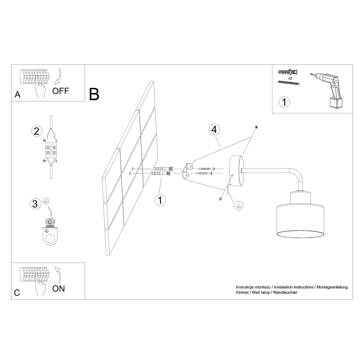 Wandlamp SAVAR 1 zwart