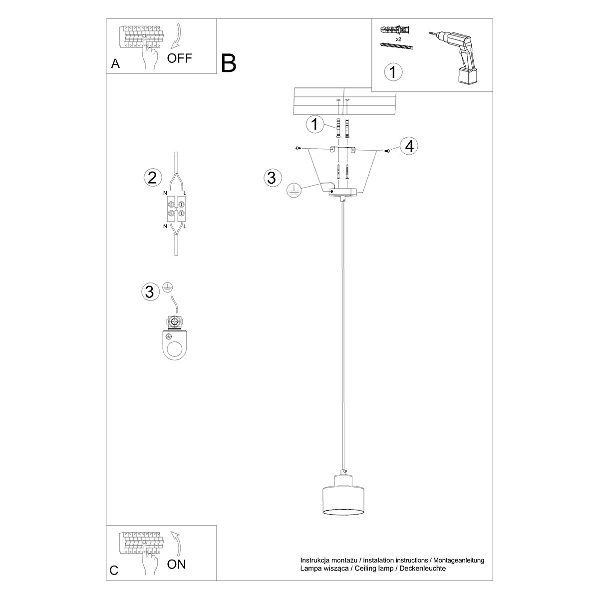 Hanglamp SAVAR 1 zwart
