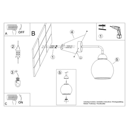 Wandlamp ALINO 1 zwart