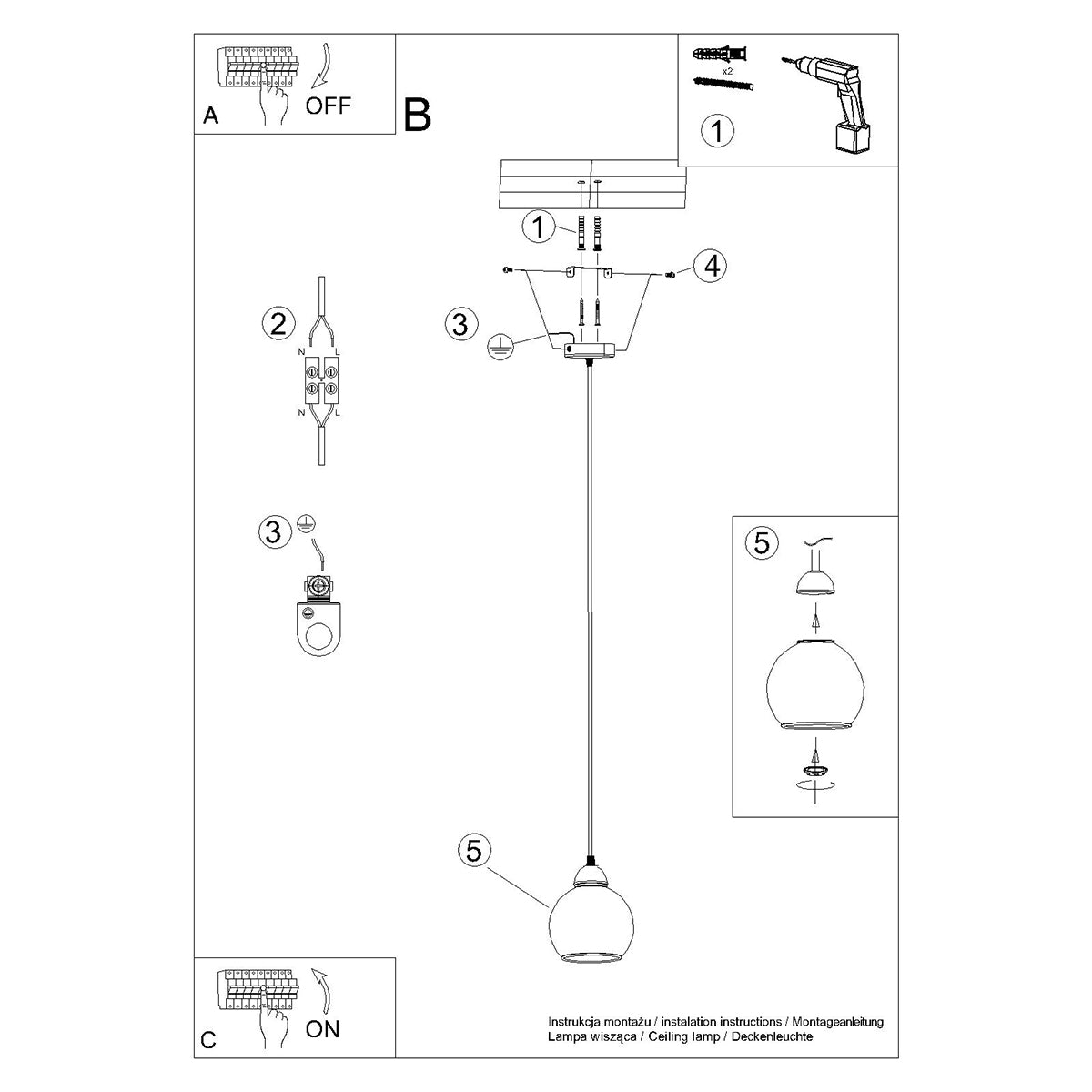 Hanglamp ALINO 1 zwart