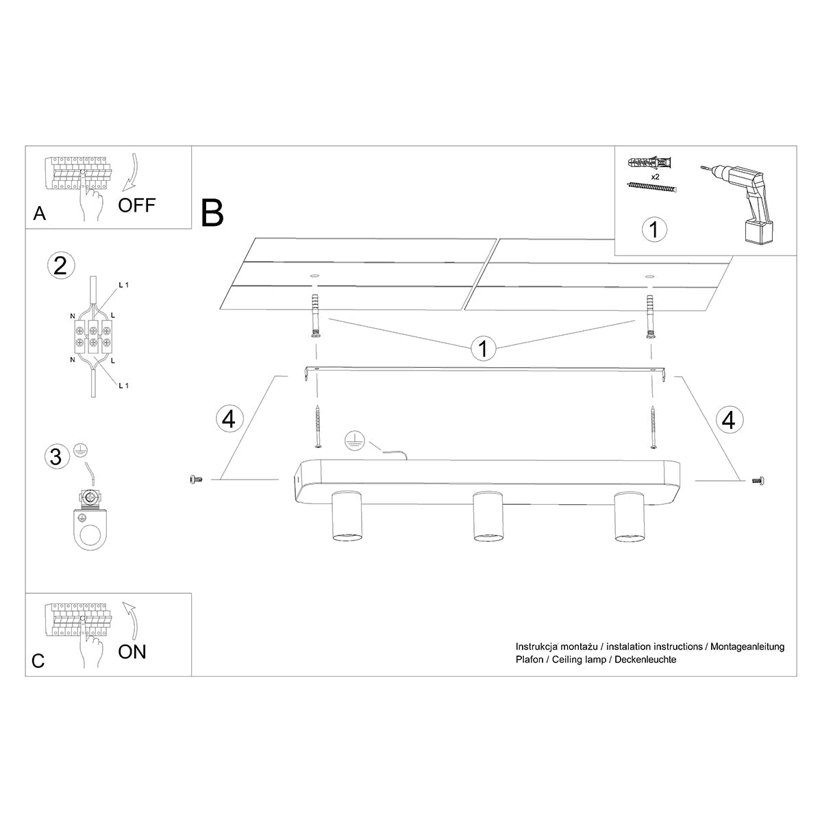 Plafondlamp TAVO 3
