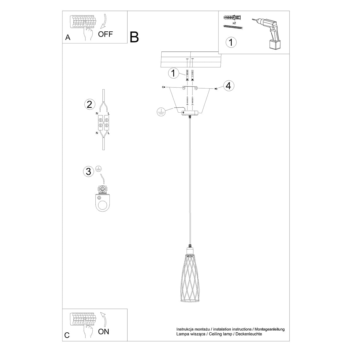 Hanglamp SUBA 1 zwart