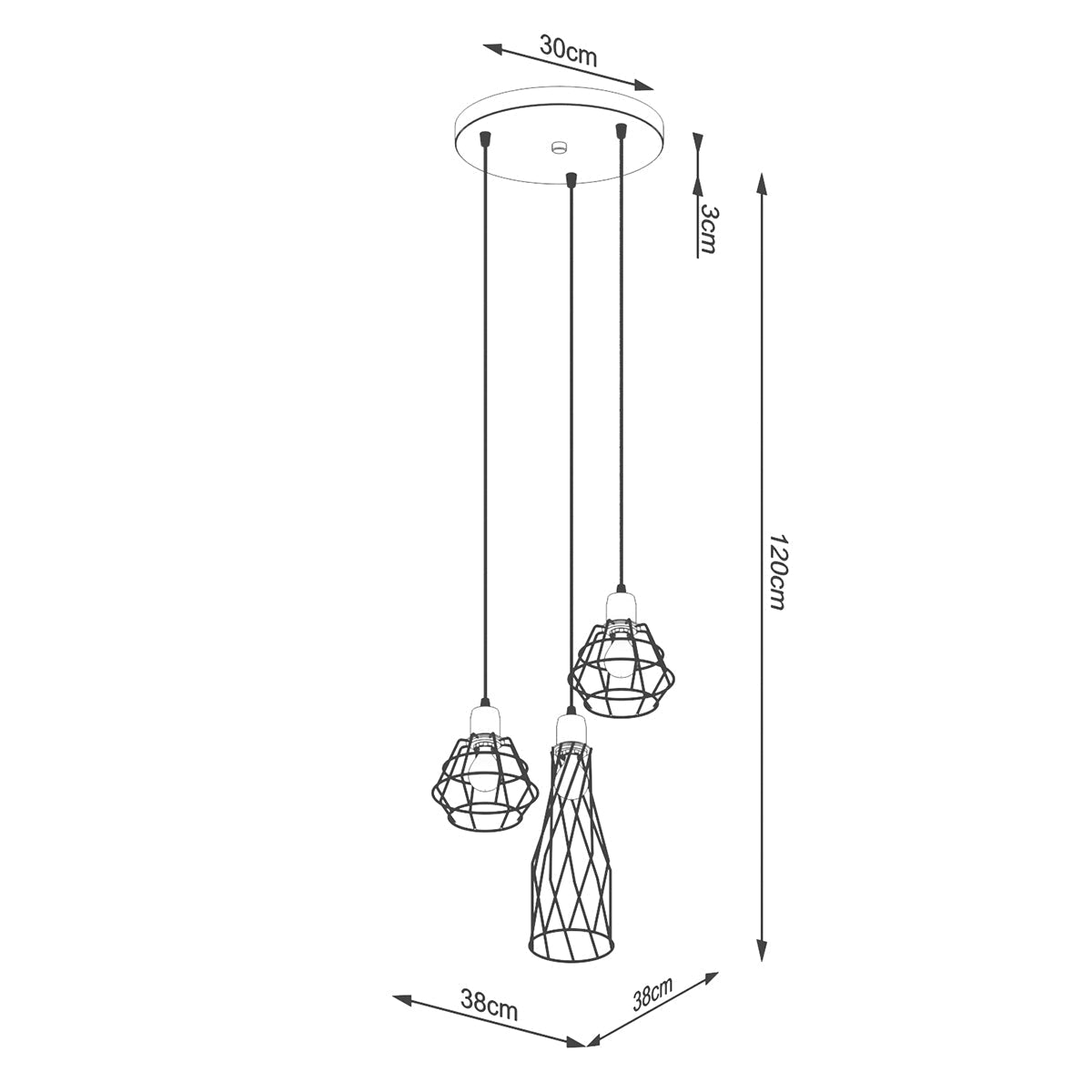Hanglamp SUBA 3P zwart