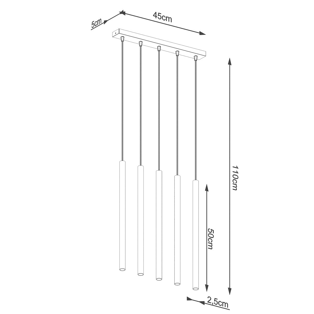 Hanglamp PASTELO 5L goud