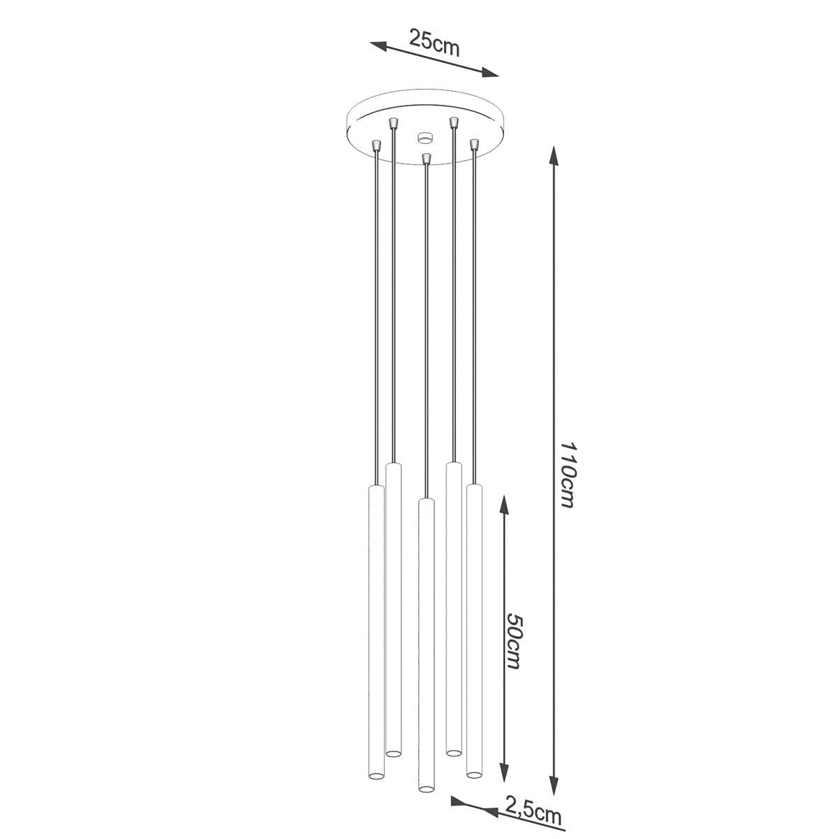 Hanglamp PASTELO 5P zwart