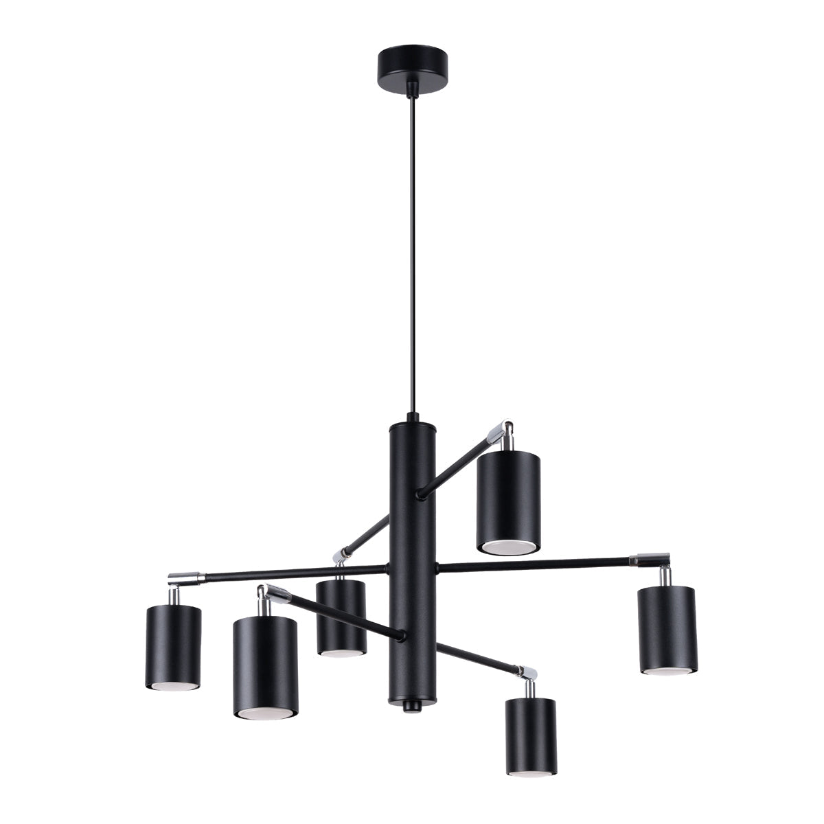 Minimalistische zwarte Kroonluchter LEMMI 6