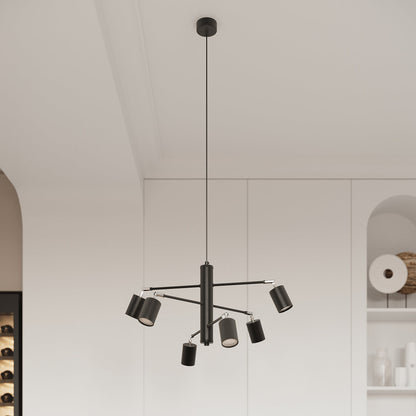 Minimalistische zwarte Kroonluchter LEMMI 6