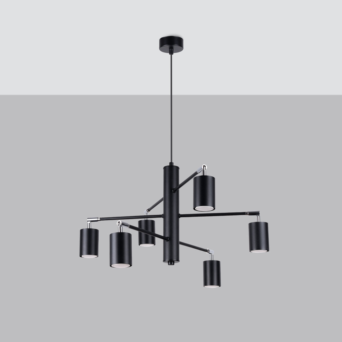 Minimalistische zwarte Kroonluchter LEMMI 6