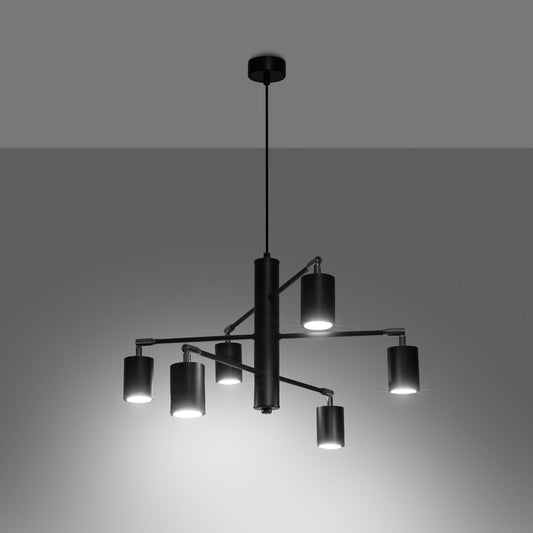 Minimalistische zwarte Kroonluchter LEMMI 6