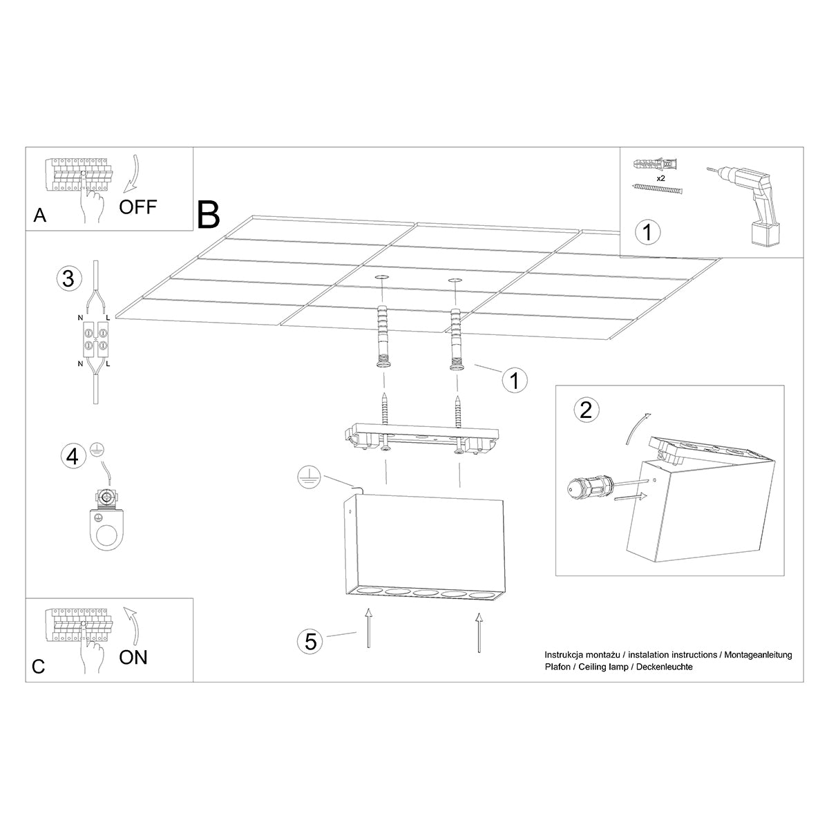 Plafondlamp SOLE zwart LED