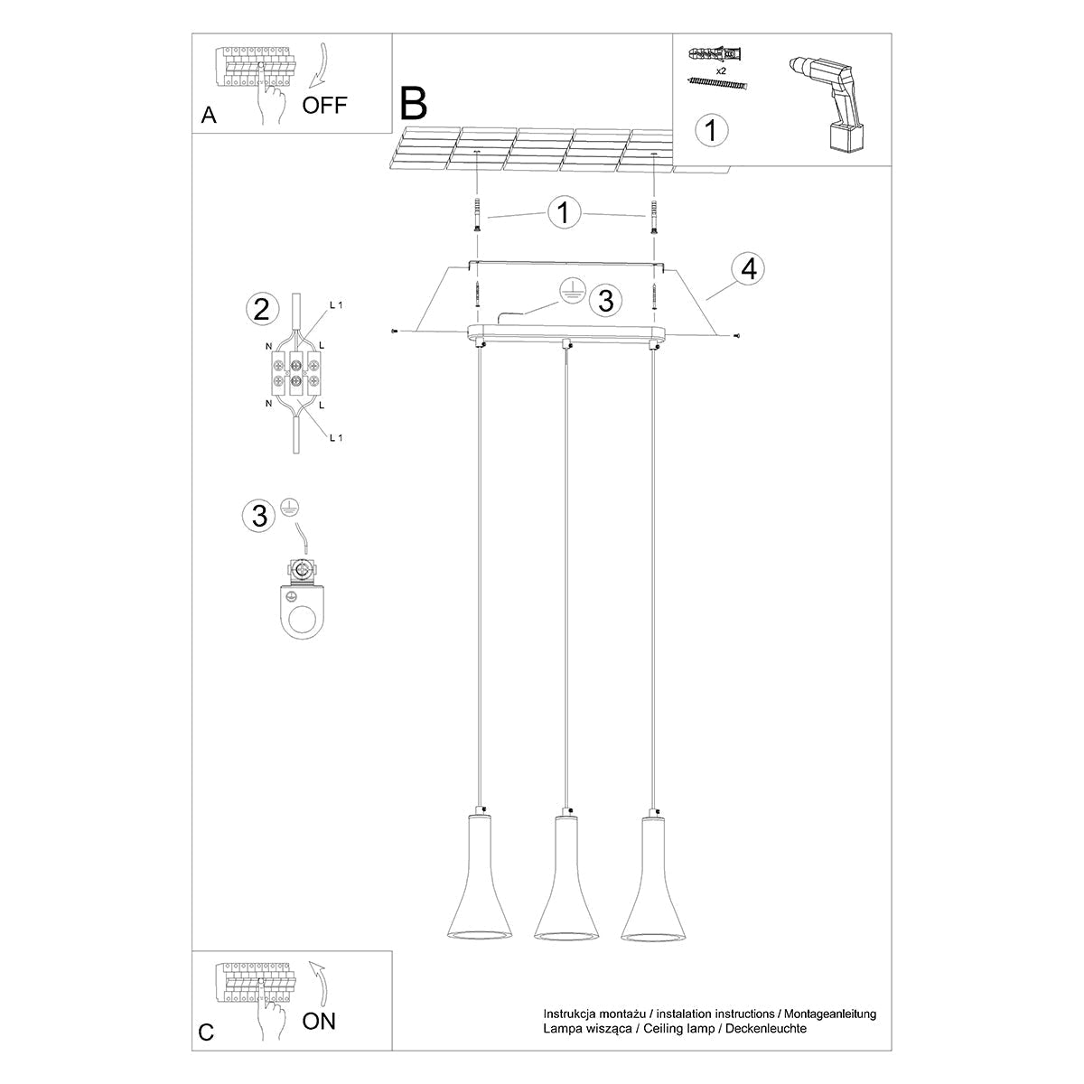 Hanglamp REA 3L beton