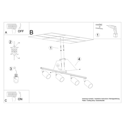 Plafondlamp LEMMI 4L wit