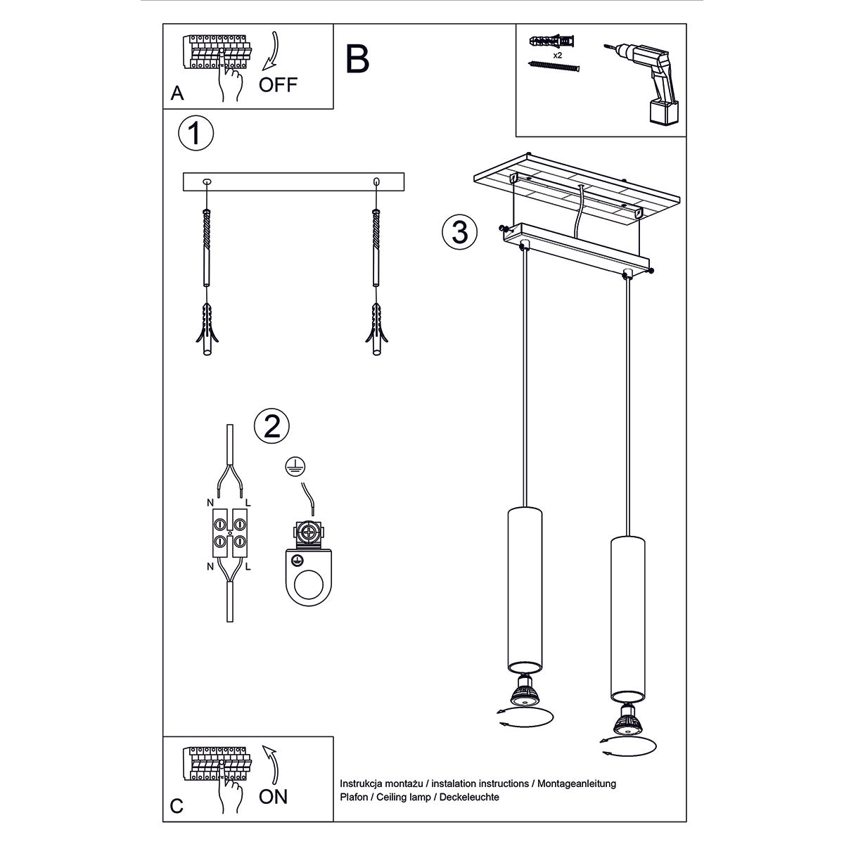 Hanglamp LAGOS 2 gepolijst goud