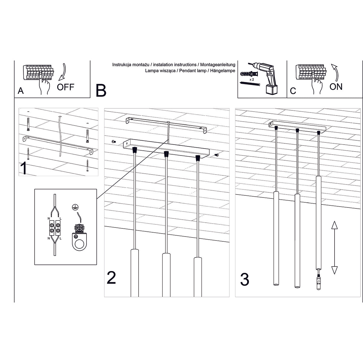 Hanglamp PASTELO 3L hout