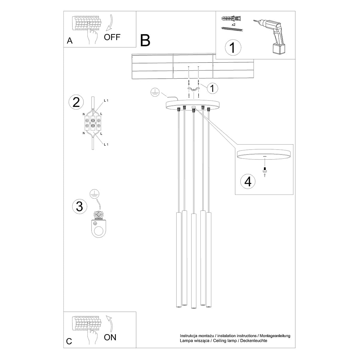 Hanglamp PASTELO 5P hout