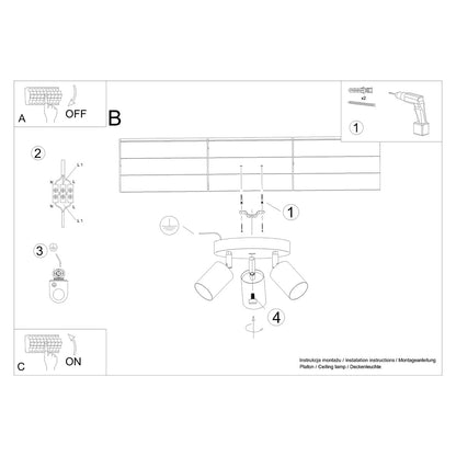 Plafondlamp VERDO 3P wit