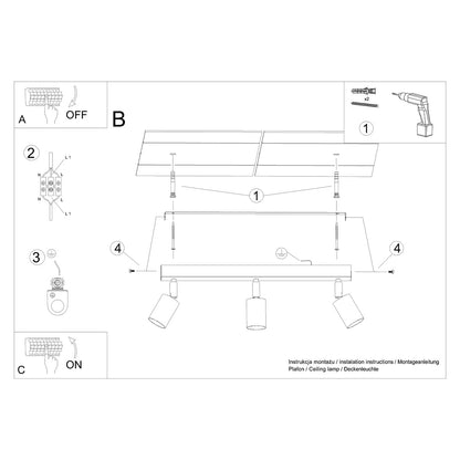 Plafondlamp VERDO 3L wit