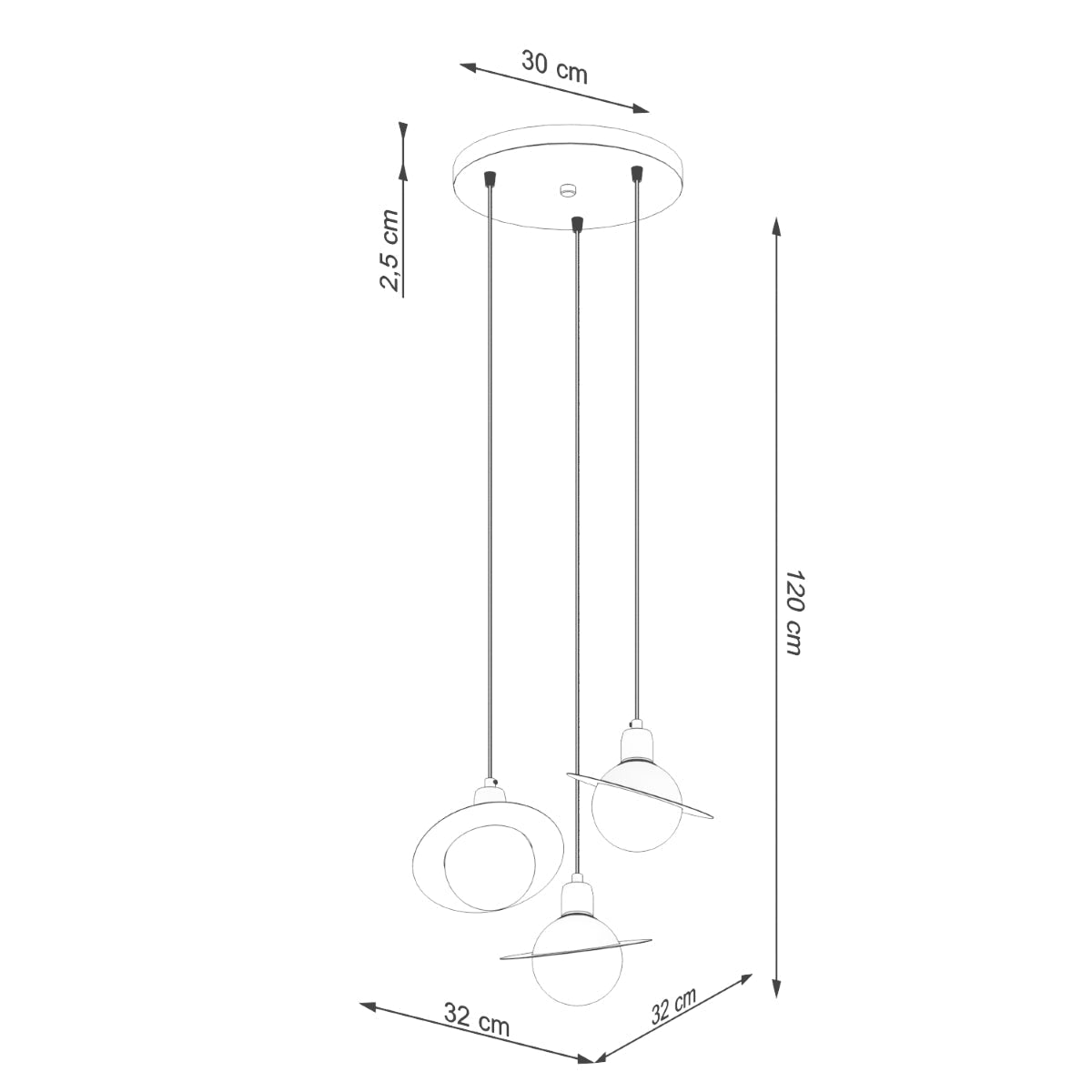 Hanglamp HYPERION 3P zwart