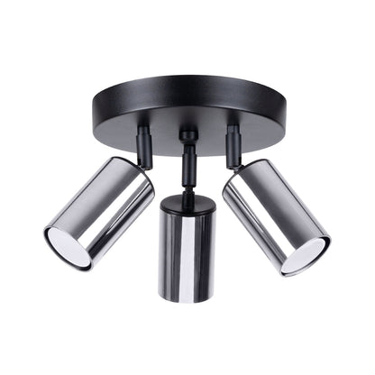Plafondlamp WINX 3P zwart/chroom