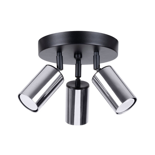 Plafondlamp WINX 3P zwart/chroom