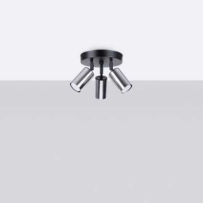 Plafondlamp WINX 3P zwart/chroom
