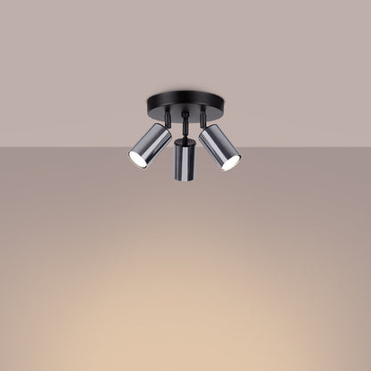 Plafondlamp WINX 3P zwart/chroom