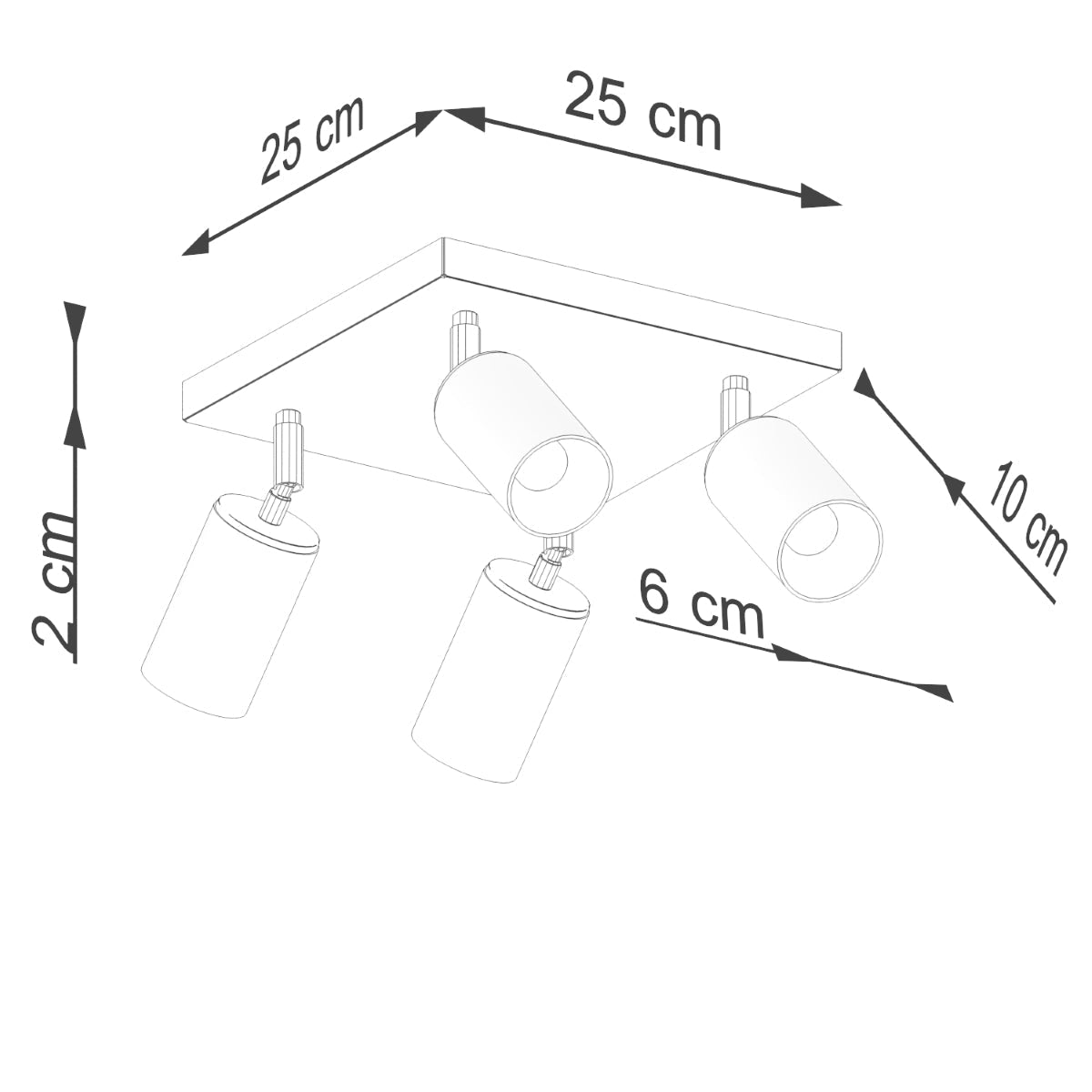 Plafondlamp WINX 4 zwart/chroom