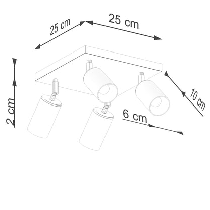 Plafondlamp WINX 4 zwart/chroom