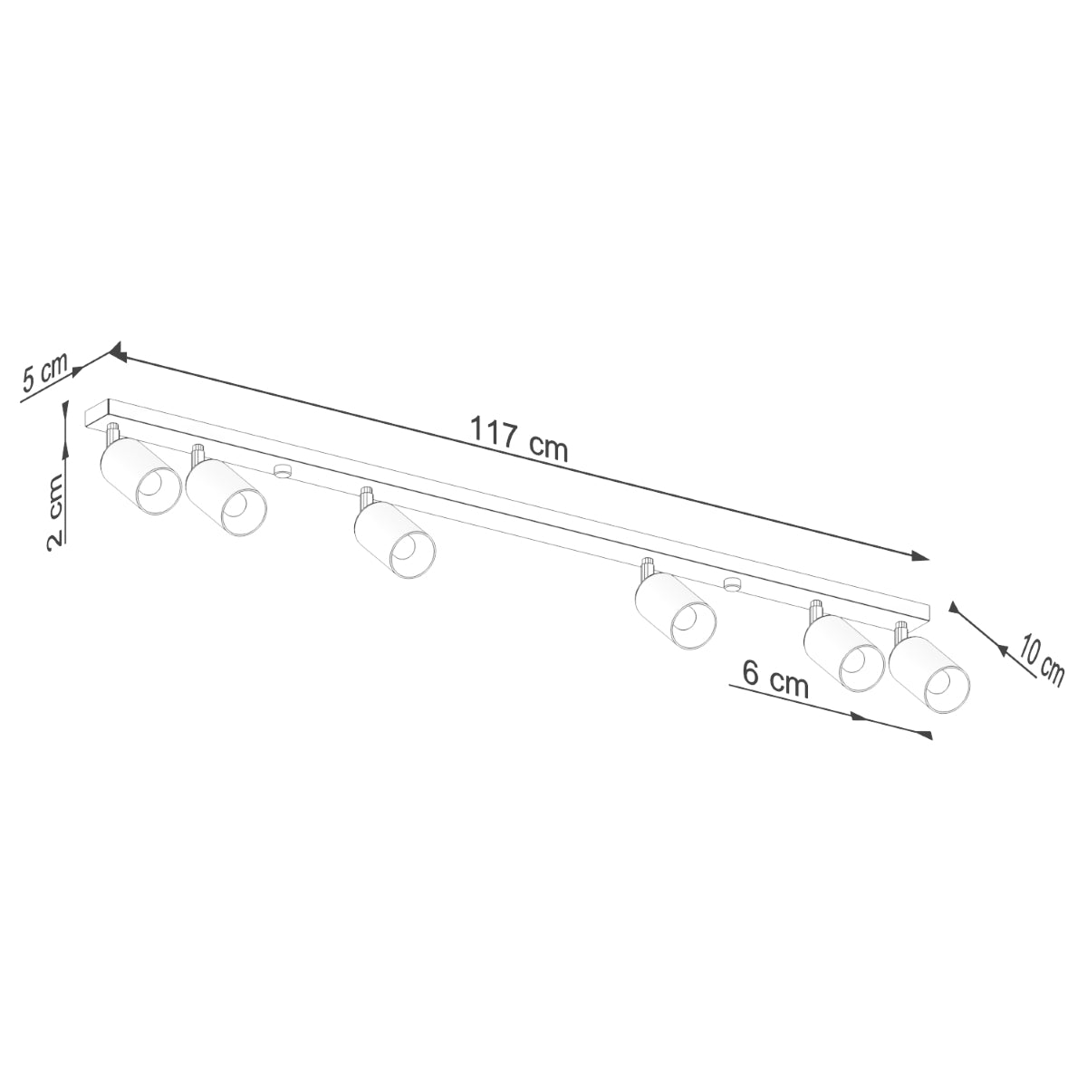 Plafondlamp WINX 6L zwart/chroom