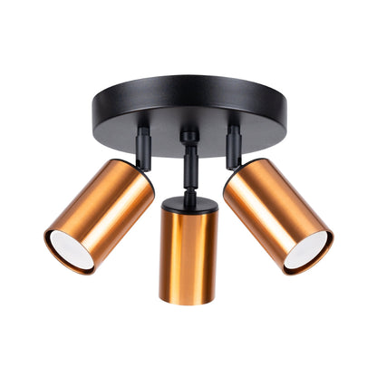Plafondlamp WINX 3P zwart/cooper