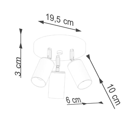 Plafondlamp WINX 3P zwart/cooper