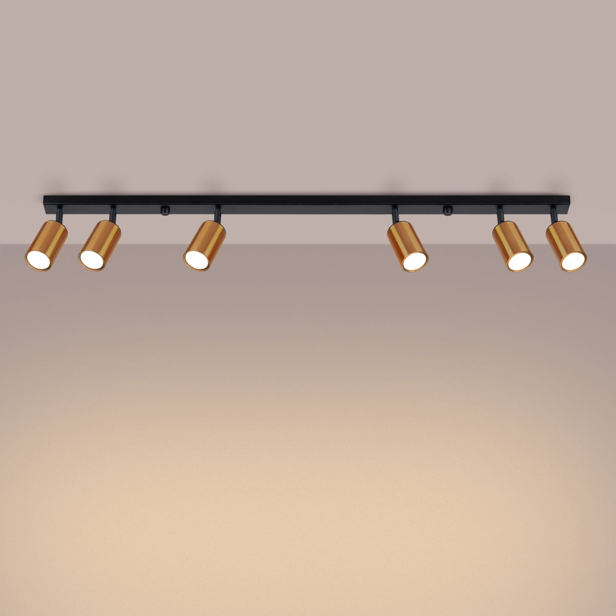 Plafondlamp WINX 6L zwart/cooper