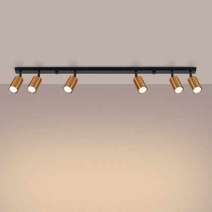 Plafondlamp WINX 6L zwart/cooper